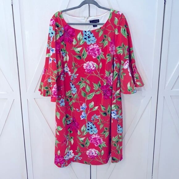 Jessica Howard Floral Shift Dress 3/4 Flutter Bell Sleeve Size 20W - Picture 2 of 11